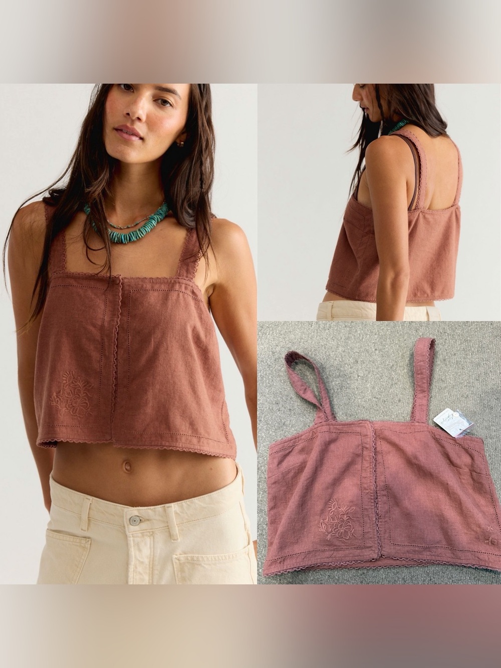 Free People Nora Embroidered Tank Top